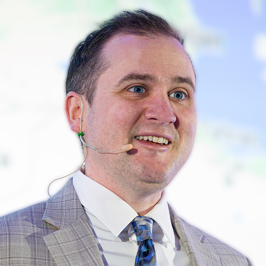 Chris Madden speaking on stage